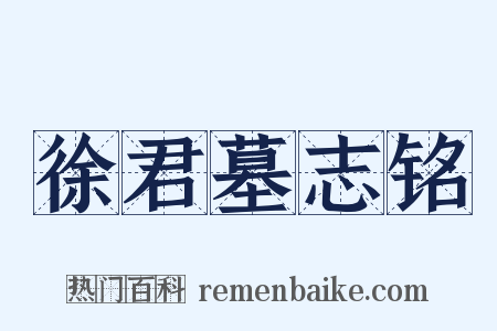 徐君墓志铭是什么意思的图片